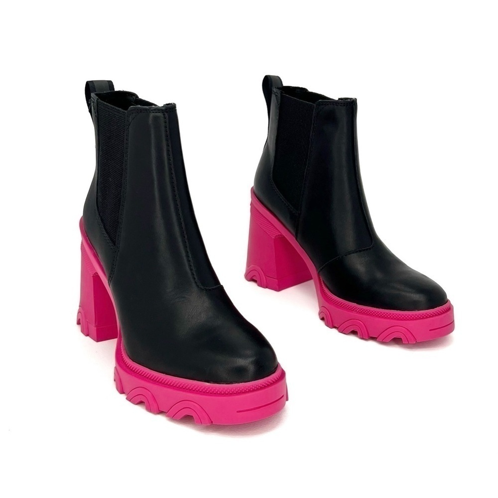 Sorel Brex Waterproof Chelsea Ankle Boots Size 6 Platform Black Pink New NWT - Picture 10 of 10